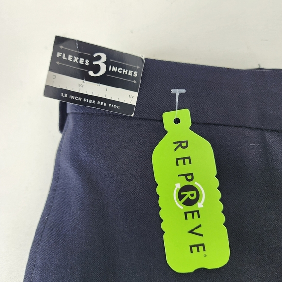 HAGGAR Mens Repreve Stria Classic Fit Flat Front Dress Pant Navy Blue Sz 42"x29" - Picture 6 of 12